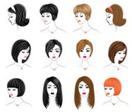 Long tresse les cheveux bruns cr?atifs, d'isolement sur le fond blanc Coiffures d'une femme Dessin anim? illustration stock Long tresse les cheveux bruns cr?atifs, d'isolement sur le fond blanc Coiffures d'une femme Dessin anim? illustration stock