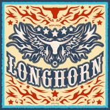 Longhorn uitstekend westelijk vectorontwerp royalty-vrije illustratie Longhorn uitstekend westelijk vectorontwerp royalty-vrije illustratie
