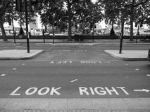 Look Right, Look Left Sign In London Black And White Royalty Free Stock Photography Look Right, Look Left Sign In London Black And White Royalty Free Stock Photography