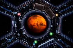 Loppet fördärvar Planeten fördärvar 3d för att framföra sedda igenom rymdskeppfönster royaltyfri illustrationer Loppet fördärvar Planeten fördärvar 3d för att framföra sedda igenom rymdskeppfönster royaltyfri illustrationer