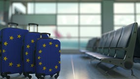 Loppresväskor som presenterar flaggan av den europeiska unionen r stock illustrationer Loppresväskor som presenterar flaggan av den europeiska unionen r stock illustrationer