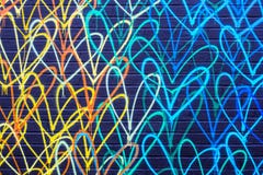 Los Angeles, California, los E.E.U.U. - 5 de enero de 2019: Pintada colorida de los corazones en la pared fotografía de archivo libre de regalías Los Angeles, California, los E.E.U.U. - 5 de enero de 2019: Pintada colorida de los corazones en la pared fotografía de archivo libre de regalías