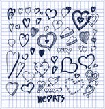 Los corazones dan los elementos exhaustos escritos por la pluma de la tinta stock de ilustración Los corazones dan los elementos exhaustos escritos por la pluma de la tinta stock de ilustración