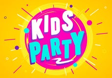 Los niños del ejemplo del vector van de fiesta la plantilla del diseño gráfico Bandera para la zona de la sala de juegos o del ju stock de ilustración Los niños del ejemplo del vector van de fiesta la plantilla del diseño gráfico Bandera para la zona de la sala de juegos o del ju stock de ilustración