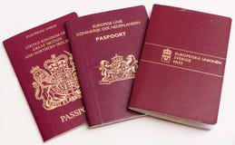 Los pasaportes de viajeros. Imagen de archivo Los pasaportes de viajeros. Imagen de archivo