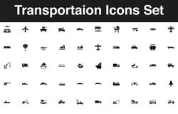 Los vehículos y el icono del transporte fijaron negro sólido stock de ilustración Los vehículos y el icono del transporte fijaron negro sólido stock de ilustración
