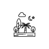 Los árboles, naturaleza, bosque, noche, luna, protagonizan el icono del esquema Elemento del ejemplo de los paisajes Las muestras stock de ilustración Los árboles, naturaleza, bosque, noche, luna, protagonizan el icono del esquema Elemento del ejemplo de los paisajes Las muestras stock de ilustración