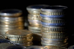 A lot of euro coins and cents on black royalty free stock photos A lot of euro coins and cents on black royalty free stock photos