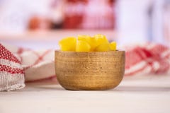 Raw pasta pipe rigate with kitchen behind royalty free stock photo Raw pasta pipe rigate with kitchen behind royalty free stock photo