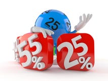 Lotto ball character behind percentage signs vector illustration Lotto ball character behind percentage signs vector illustration