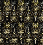 Lotus d'or Crescent Pattern sans couture Photo stock