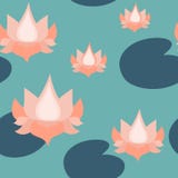 Lotus Flowers Seamless Pattern, teste padrão repetido lótus Backround ilustração stock Lotus Flowers Seamless Pattern, teste padrão repetido lótus Backround ilustração stock