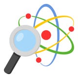 Loupe et Atom Flat Icon sur le blanc illustration de vecteur Loupe et Atom Flat Icon sur le blanc illustration de vecteur