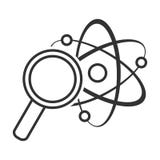 Loupe et Atom Outline Flat Icon illustration stock Loupe et Atom Outline Flat Icon illustration stock