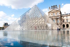 Louvre Pyramid Stock Photo