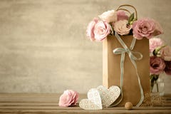 Love Background With Flowers And Bow Royalty Free Stock Photography Love Background With Flowers And Bow Royalty Free Stock Photography