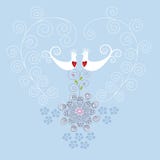 Love birds and heart ornament vector illustration Love birds and heart ornament vector illustration