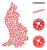 Love Mosaic Map of Liechtenstein and Grunge Stamps for Valentines stock illustration Love Mosaic Map of Liechtenstein and Grunge Stamps for Valentines stock illustration