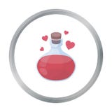 Love potion icon in cartoon style isolated on white background. Black and white magic symbol stock vector illustration. stock illustration Love potion icon in cartoon style isolated on white background. Black and white magic symbol stock vector illustration. stock illustration