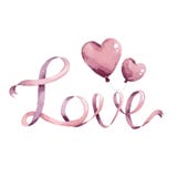 Love of ribbons and balloons hearts stock illustration Love of ribbons and balloons hearts stock illustration