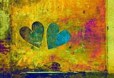 Love and romance. two hearts in grunge style on abstract background