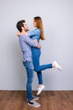 Love story. Full length portrait of dreamy happy young couple in royalty free stock photo Love story. Full length portrait of dreamy happy young couple in royalty free stock photo