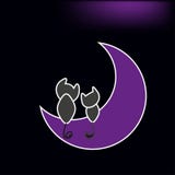 Lovely cats sitting on the moon vector illustration Lovely cats sitting on the moon vector illustration