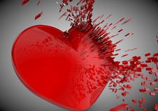 Shinny 3D Love Explosive broken Heart Illustration Stock Photo Shinny 3D Love Explosive broken Heart Illustration Stock Photo