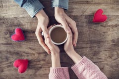 Lover holding coffee mug royalty free stock image Lover holding coffee mug royalty free stock image