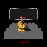 Lover taco. Mexican food in movie theater. Man and meal in cinem Royalty Free Stock Photo Lover taco. Mexican food in movie theater. Man and meal in cinem Royalty Free Stock Photo