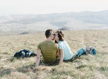 Loving couple resting in spring. Stock Photo Loving couple resting in spring. Stock Photo