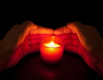 In loving memory - votive candle with hands