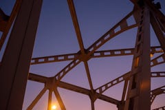 Low angle of steel bridge structure on twilight sky background royalty free stock images Low angle of steel bridge structure on twilight sky background royalty free stock images