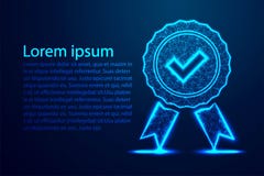 Low Poly Quality icon check, Check mark and medal,Abstract low poly, Triangle, dot, line, polygon. Shine blue background, Vector. vector illustration Low Poly Quality icon check, Check mark and medal,Abstract low poly, Triangle, dot, line, polygon. Shine blue background, Vector. vector illustration