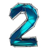 Low poly style number 2. Blue color isolated on white background. 3d royalty free illustration Low poly style number 2. Blue color isolated on white background. 3d royalty free illustration