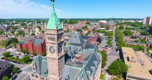 Lowell City Hall aerial view, Massachusetts, USA