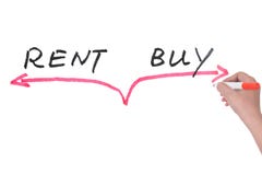 Loyer contre le concept d'achat photographie stock Loyer contre le concept d'achat photographie stock