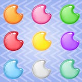 Lua dos doces colorida nenhuma linha geleia lustrosa do botão do enigma do bloco na cor diferente ilustração stock Lua dos doces colorida nenhuma linha geleia lustrosa do botão do enigma do bloco na cor diferente ilustração stock