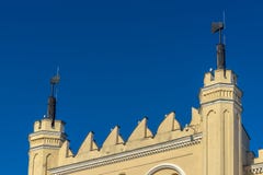 LUBLIN, POLAND - Juni 07, 2018: Lublin castle gate detail with axes stock photos LUBLIN, POLAND - Juni 07, 2018: Lublin castle gate detail with axes stock photos