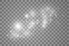Luces en fondo transparente Concepto mágico Ejemplo blanco del extracto de la onda del brillo del vector Rastro blanco del polvo stock de ilustración Luces en fondo transparente Concepto mágico Ejemplo blanco del extracto de la onda del brillo del vector Rastro blanco del polvo stock de ilustración