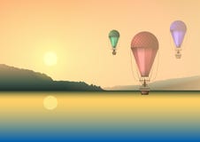 Luchtballons in de zomerhemel stock illustratie Luchtballons in de zomerhemel stock illustratie