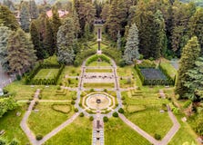 Luchtmening van openbare tuin in Villa Toeplitz in de zomer, Varese, Italië royalty-vrije stock foto's Luchtmening van openbare tuin in Villa Toeplitz in de zomer, Varese, Italië royalty-vrije stock foto's
