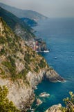 Luchtmening van Vernazza, Italië stock afbeeldingen Luchtmening van Vernazza, Italië stock afbeeldingen
