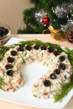 Lucky Horseshoe-shaped Russian Salad For New Year Royalty Free Stock Images Lucky Horseshoe-shaped Russian Salad For New Year Royalty Free Stock Images