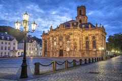 Ludwigskirche - baroque style church in Saarbrucken foto de archivo Ludwigskirche - baroque style church in Saarbrucken foto de archivo