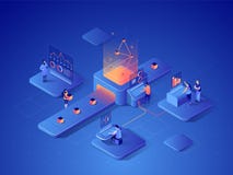 Ludzie oddziała wzajemnie z mapami i analizuje statystyki Dane visualisation pojęcie 3d isometric wektorowa ilustracja ilustracja wektor Ludzie oddziała wzajemnie z mapami i analizuje statystyki Dane visualisation pojęcie 3d isometric wektorowa ilustracja ilustracja wektor