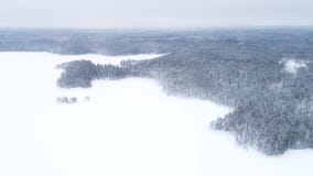 Luftbrummenansicht einer Winterlandschaft Schnee bedeckte Wald und Seen von der Spitze Strandja Berg, Bulgarien lizenzfreie stockfotos Luftbrummenansicht einer Winterlandschaft Schnee bedeckte Wald und Seen von der Spitze Strandja Berg, Bulgarien lizenzfreie stockfotos