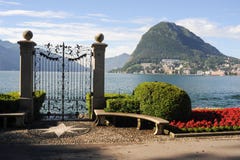 Lugano, Switzerland - View of the gulf from the botanical garden Royalty Free Stock Photo Lugano, Switzerland - View of the gulf from the botanical garden Royalty Free Stock Photo