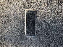 Lugar de la muestra de capa concreta del asfalto kern Fotografía de archivo Lugar de la muestra de capa concreta del asfalto kern Fotografía de archivo