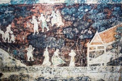 Lugar histórico, Wat Ubosatharam El templo contiene muchos artefactos tales como murales de la pared que representan el estilo de fotos de archivo libres de regalías Lugar histórico, Wat Ubosatharam El templo contiene muchos artefactos tales como murales de la pared que representan el estilo de fotos de archivo libres de regalías